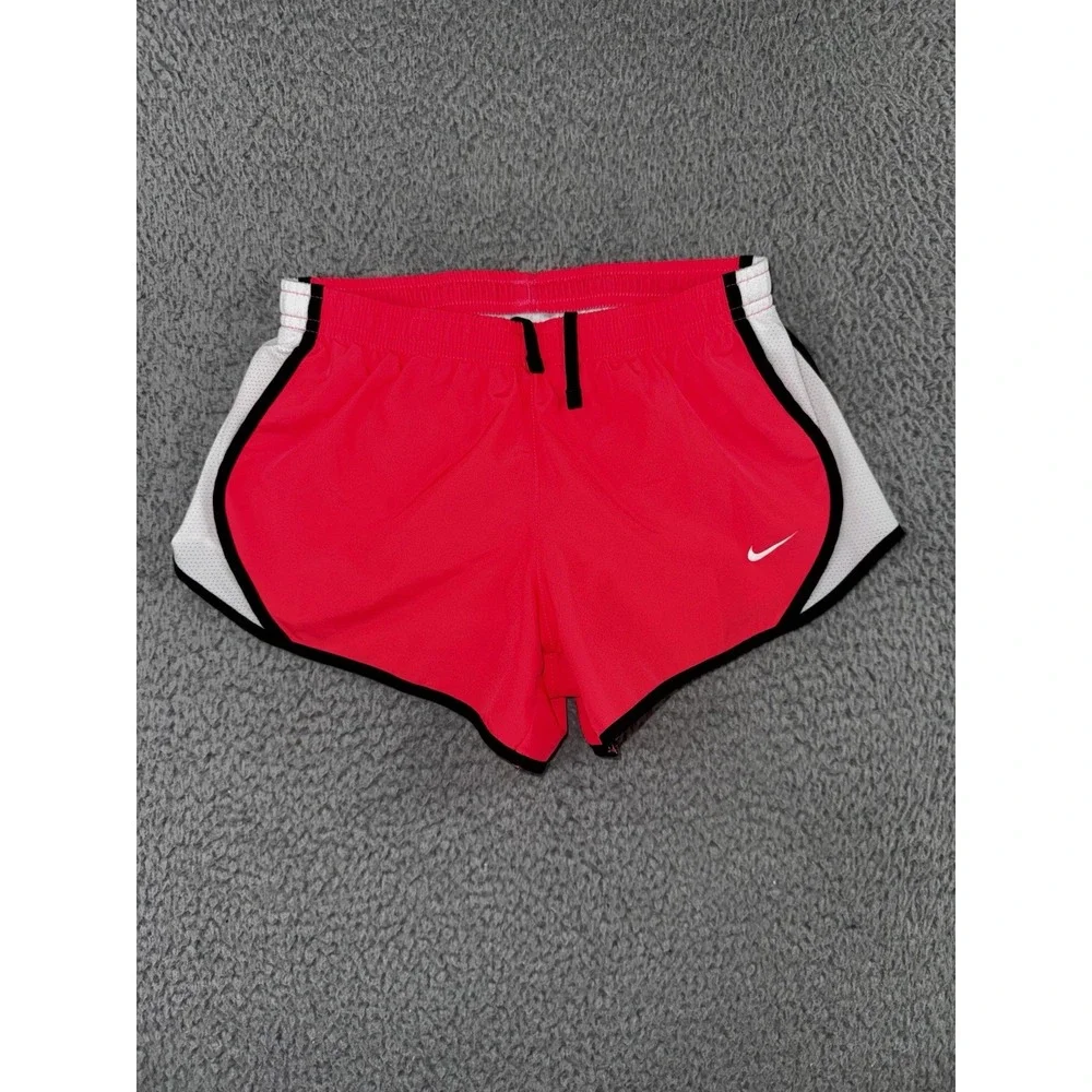 Nike Running Shorts Girls Small Coral Pink Lined Drawstring Two‎ Tone Y2k Active